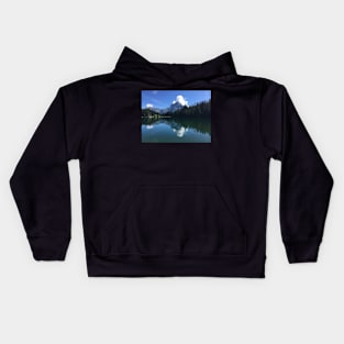 Mountain reflected in a Swiss lake Kids Hoodie